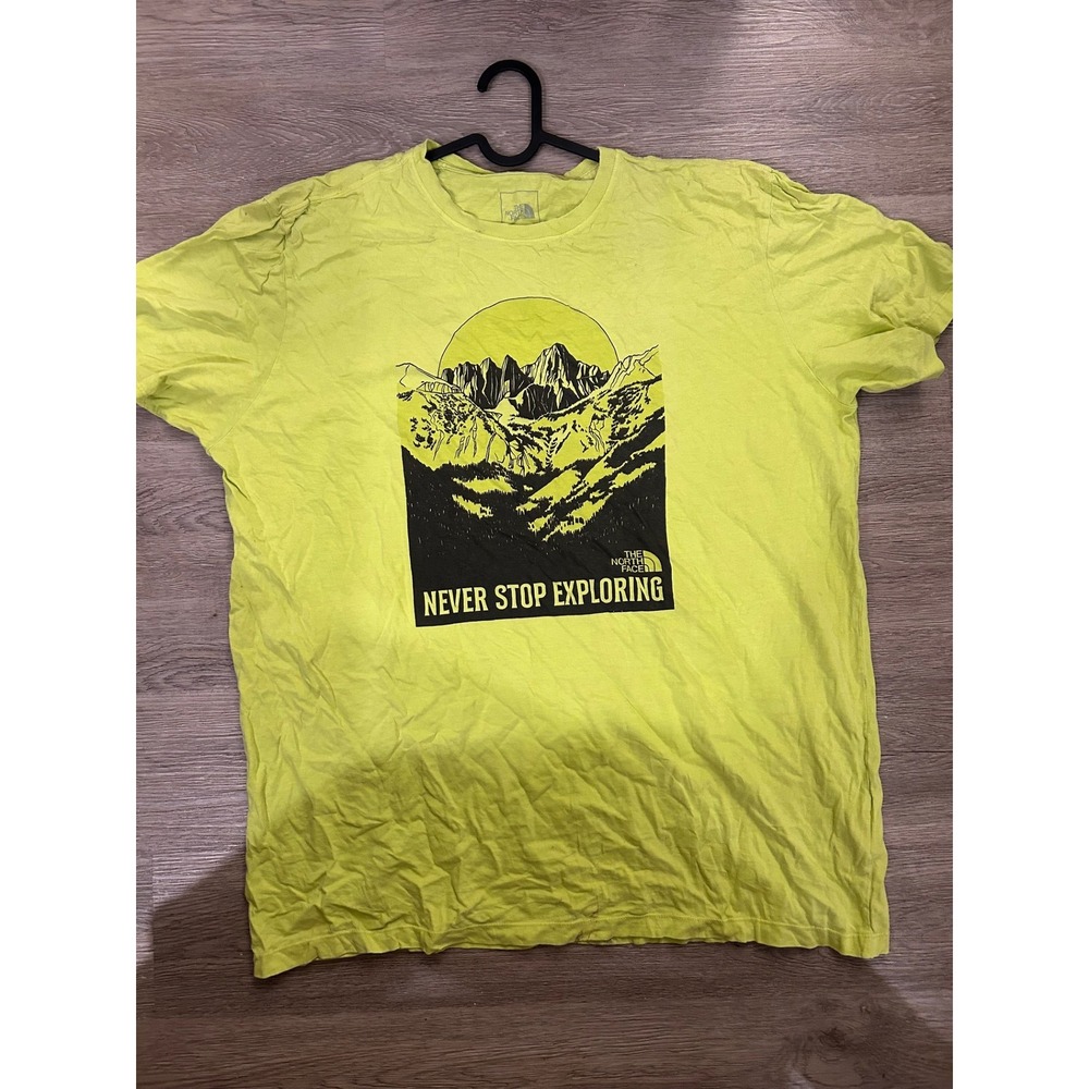 The North Face Mens XL Lime‎ Green Never Stop Exploring Mountain Graphic T-Shirt